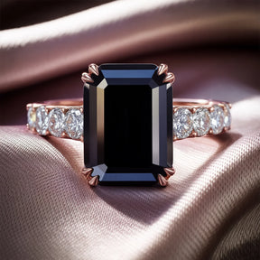The Camilla 2CT Emerald Cut Black Gemstone Ring