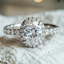 The Celestine 2CT Oval Cut Halo Moissanite Ring