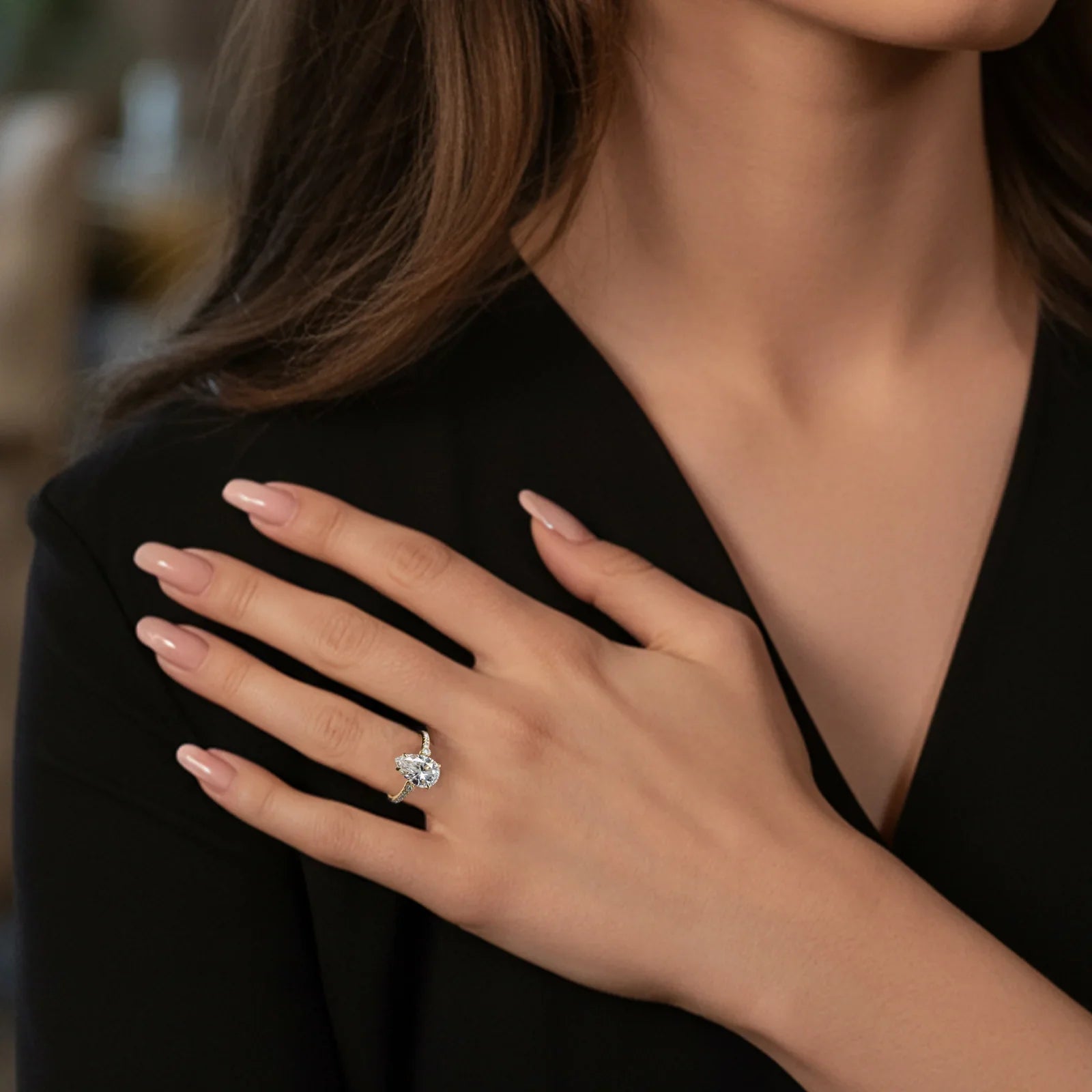 The Luna 2CT Pear Cut Moissanite Ring