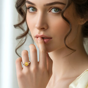 The Katalina 1.5CT Round Cut Yellow Gemstone Ring