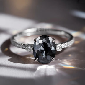 The Luna 2CT Oval-Cut Black Gemstone Ring