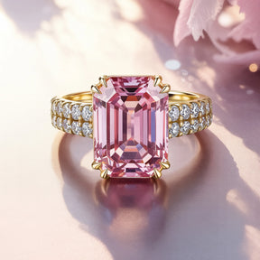 Farah Emerald Cut Pink Gemstone Ring