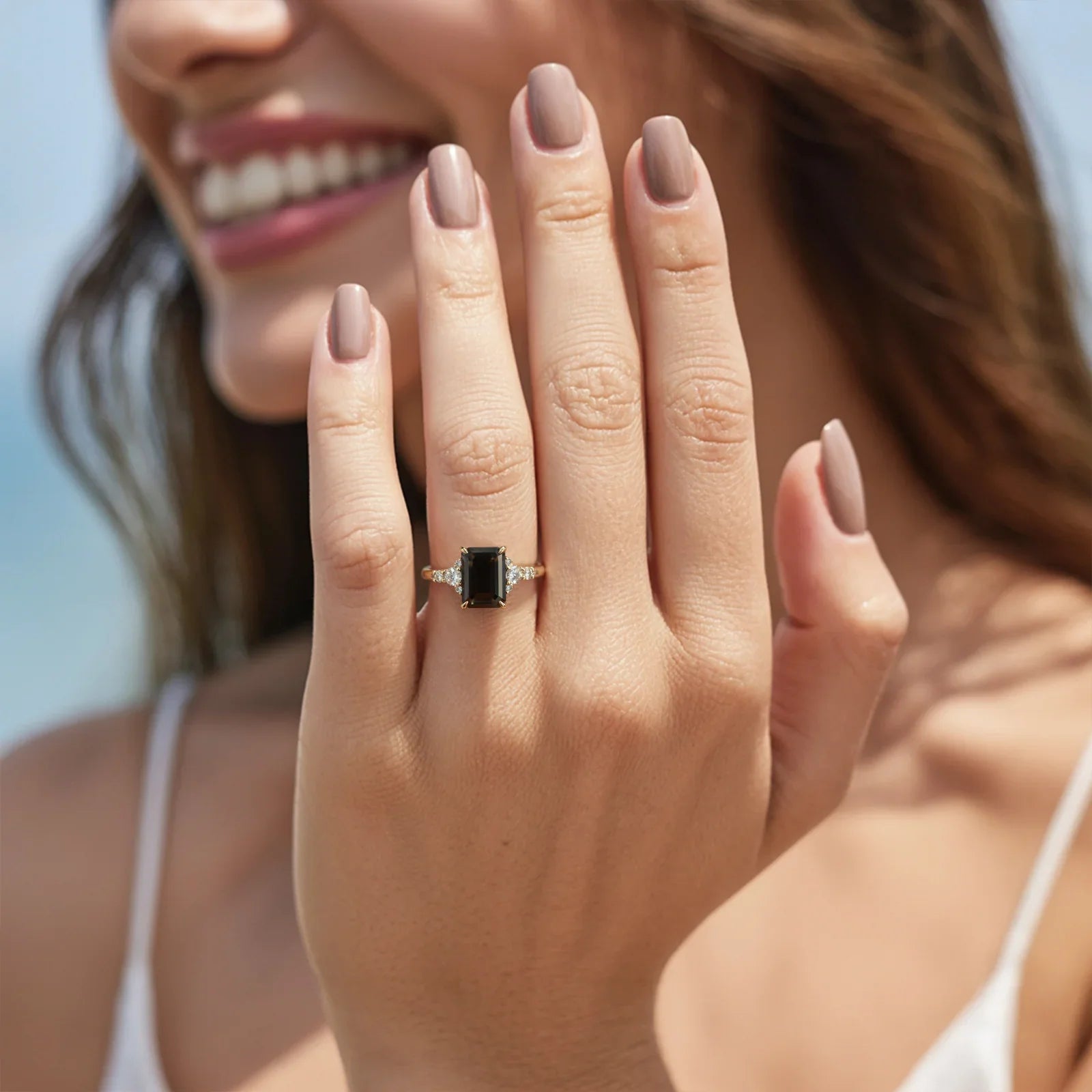 The Bella Jewel Emerald Cut Black Gemstone Ring