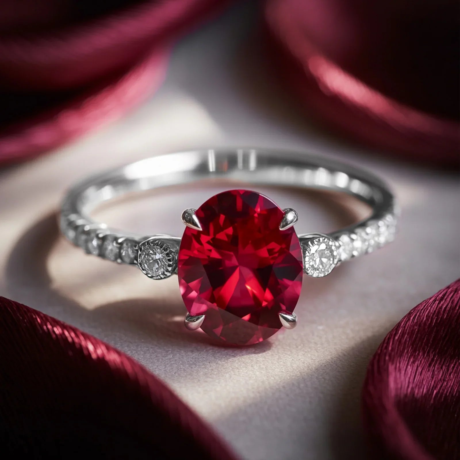 The Luna Oval-Cut Red Gemstone Ring