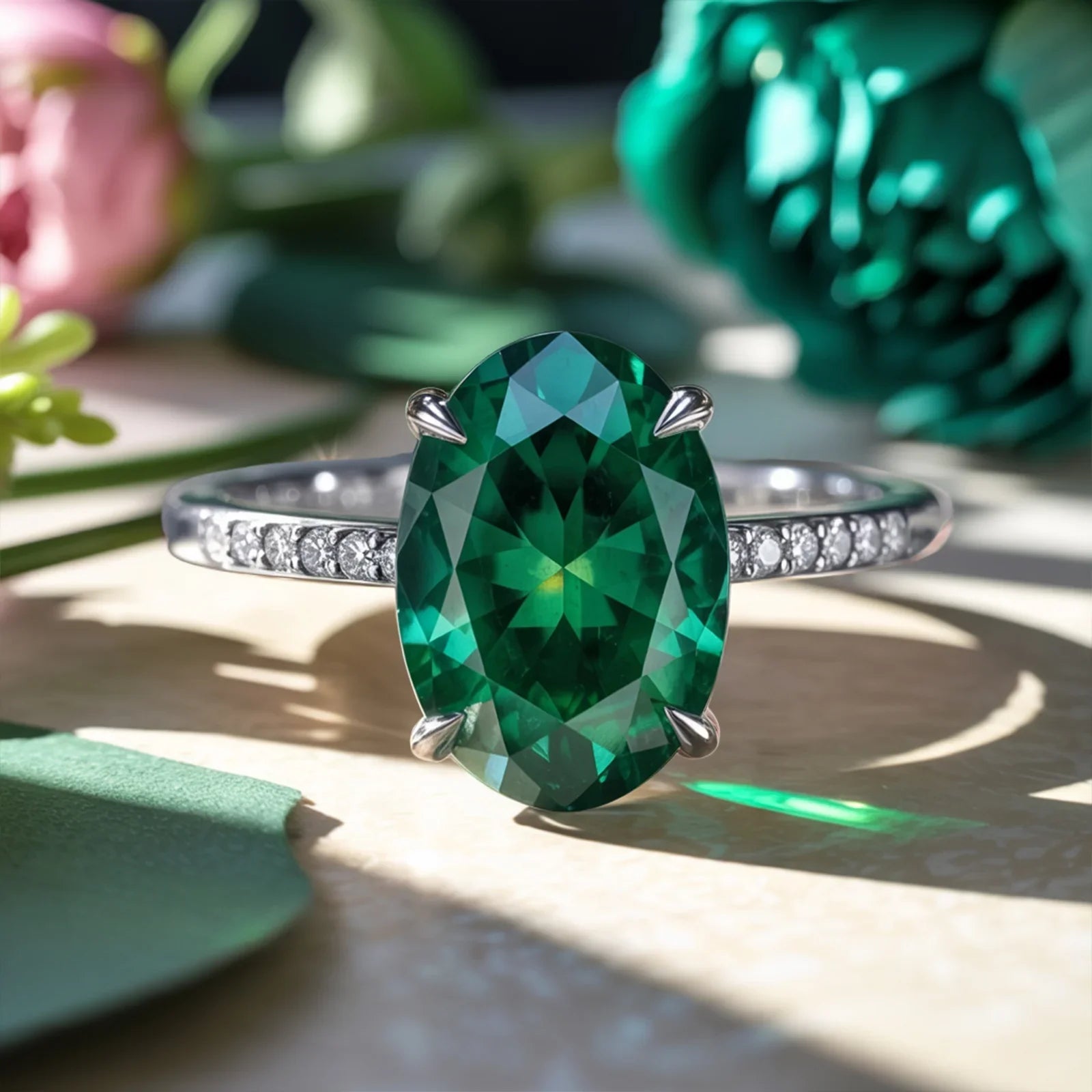 The Opaline Oval Cut Green Gemstone Ring