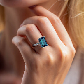 Azure Dream 5CT Emerald Cut Green Gemstone Ring