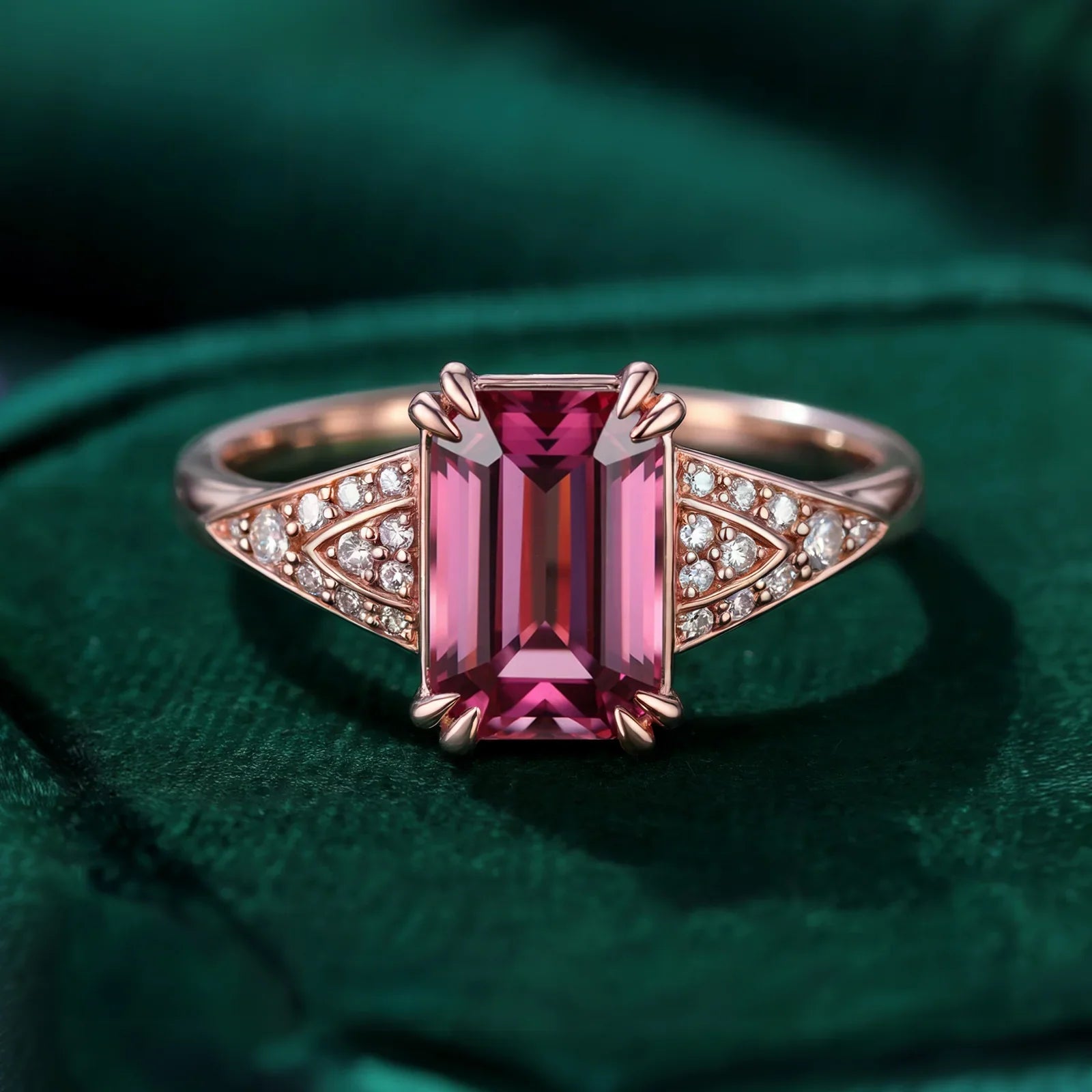 The Marcelline 2CT Emerald Cut Burgundy Gemstone Ring
