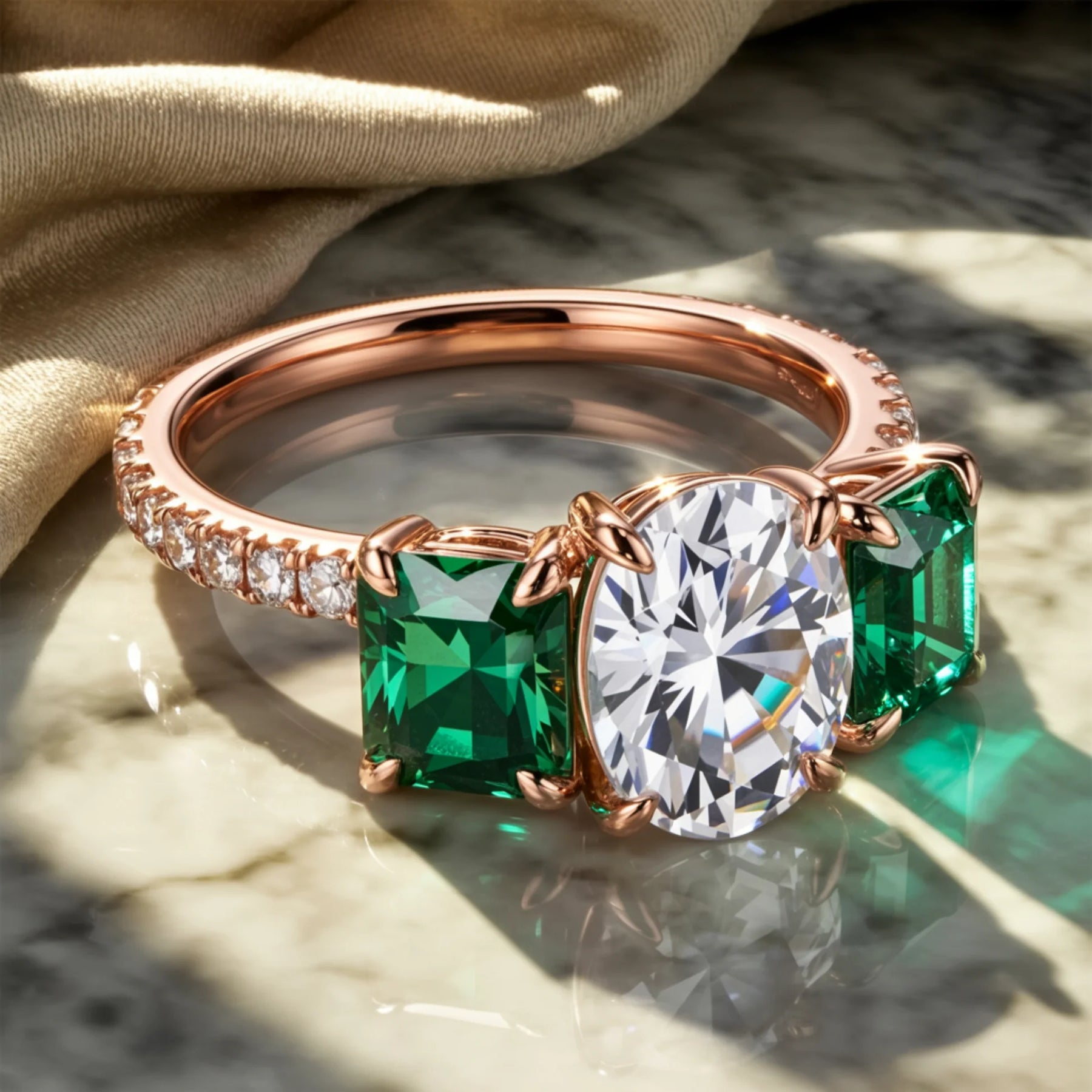 The Esmeralda Oval Cut Moissanite Ring