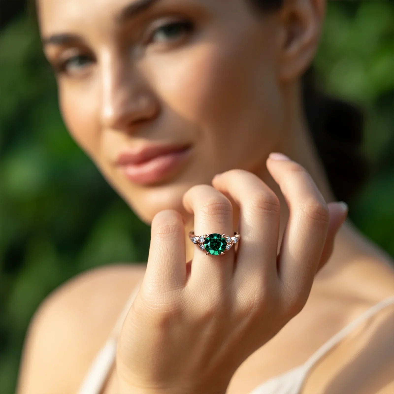 The Katalina Round Cut Green Gemstone Ring
