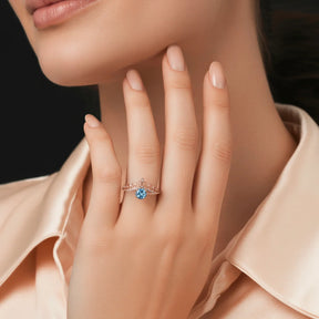 Bethany 1.5CT Round Cut Tiara-inspired Blue Gemstone Ring