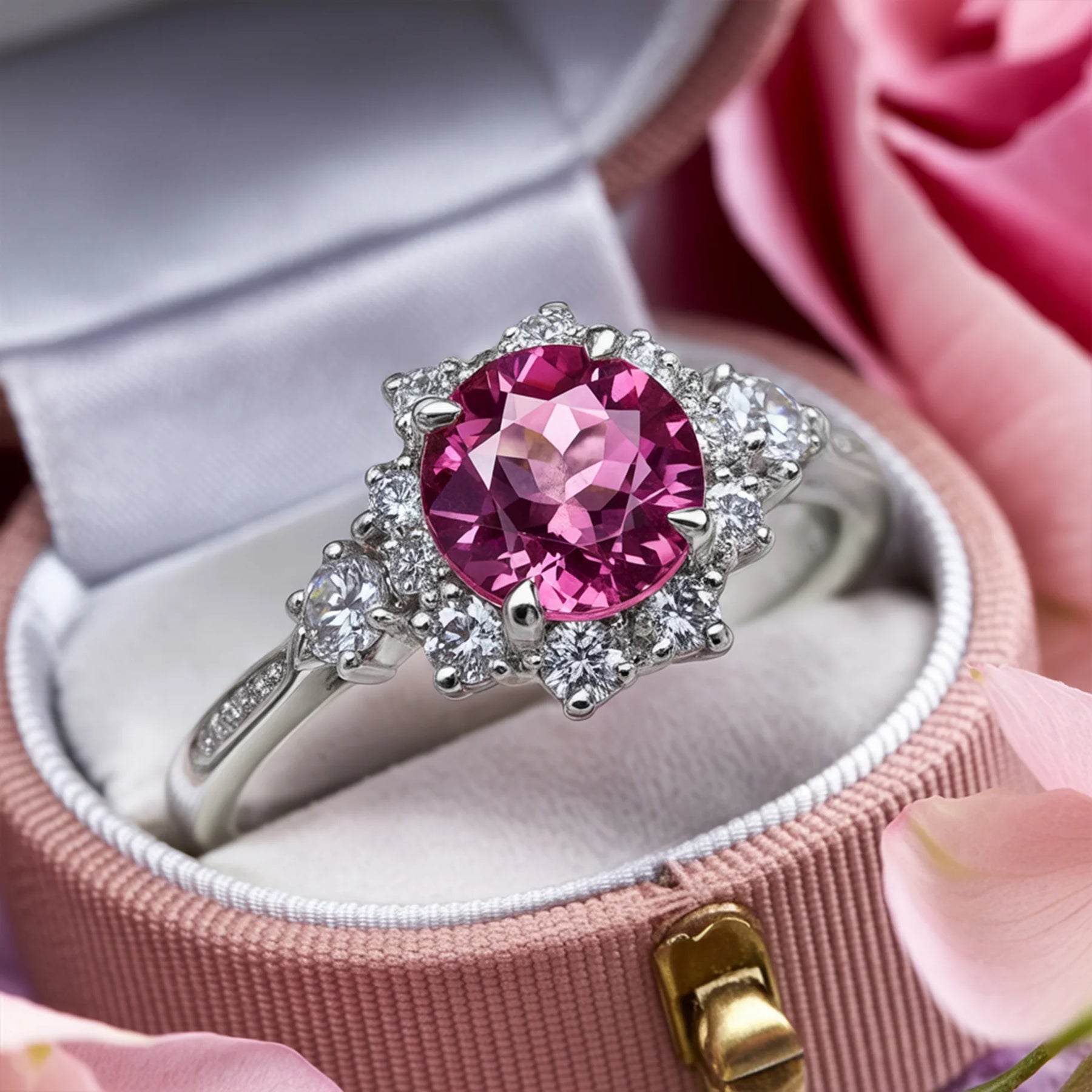 Bethany Round Cut Pink Gemstone Ring