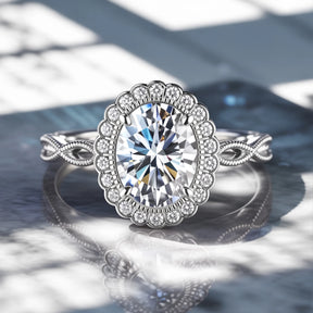 The Rosalind Oval Cut Moissanite Halo Ring