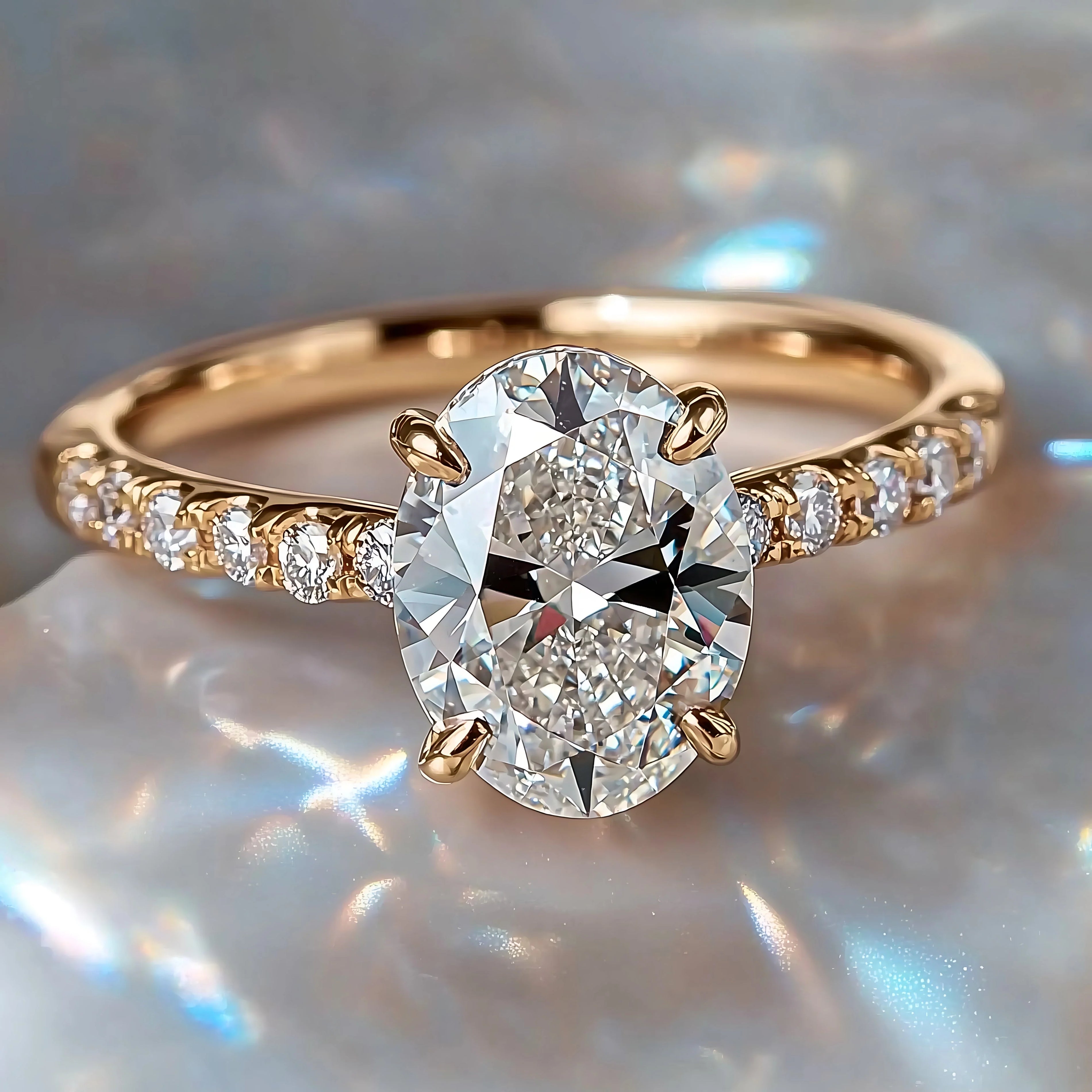 Ivory Blaze Oval Cut Moissanite Engagement Ring