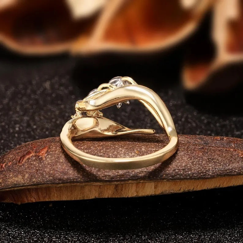 Nature Lily of Valley Floral Round Cut Moissanite Engagement Ring