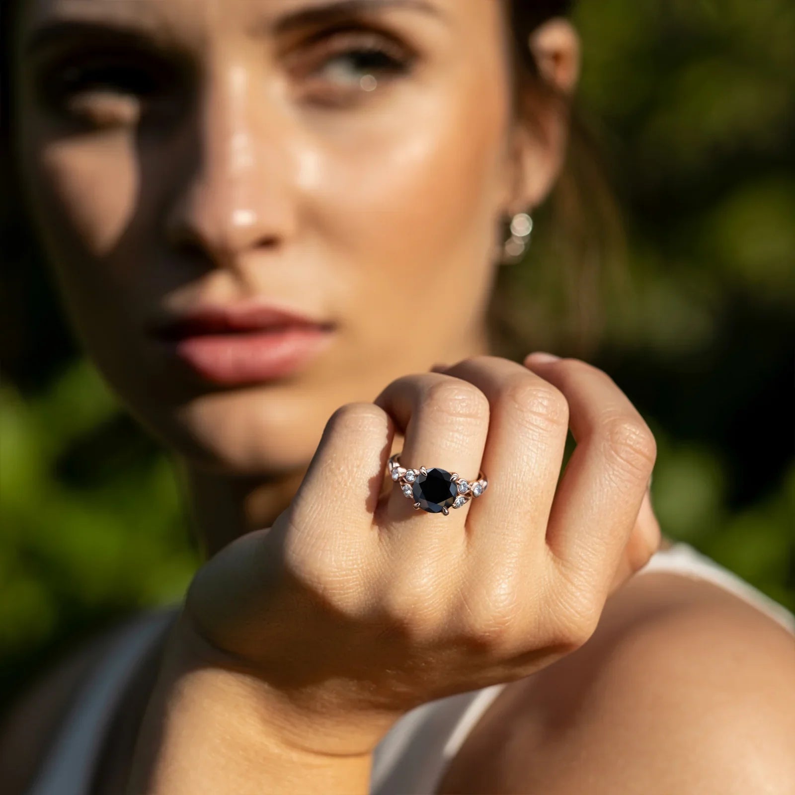 The Katalina Round Cut Black Gemstone Ring