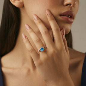 The Caterina 2CT Princess Cut Blue Gemstone Ring