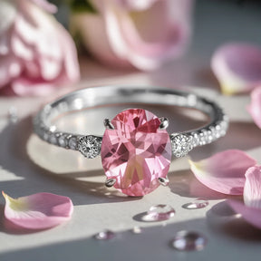 The Luna 2CT Oval Cut Pink Gemstone Ring
