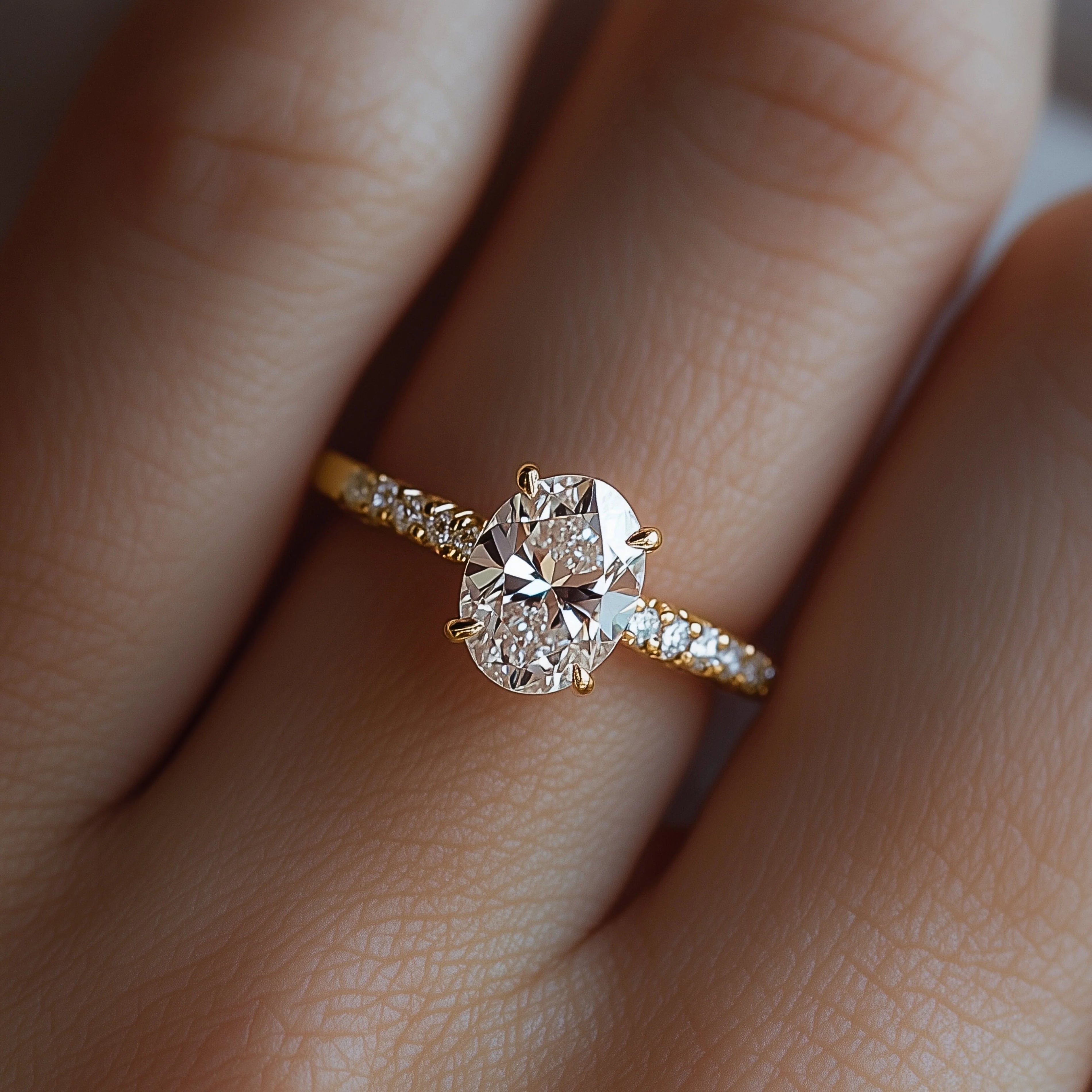 Ivory Blaze Oval Cut Moissanite Engagement Ring