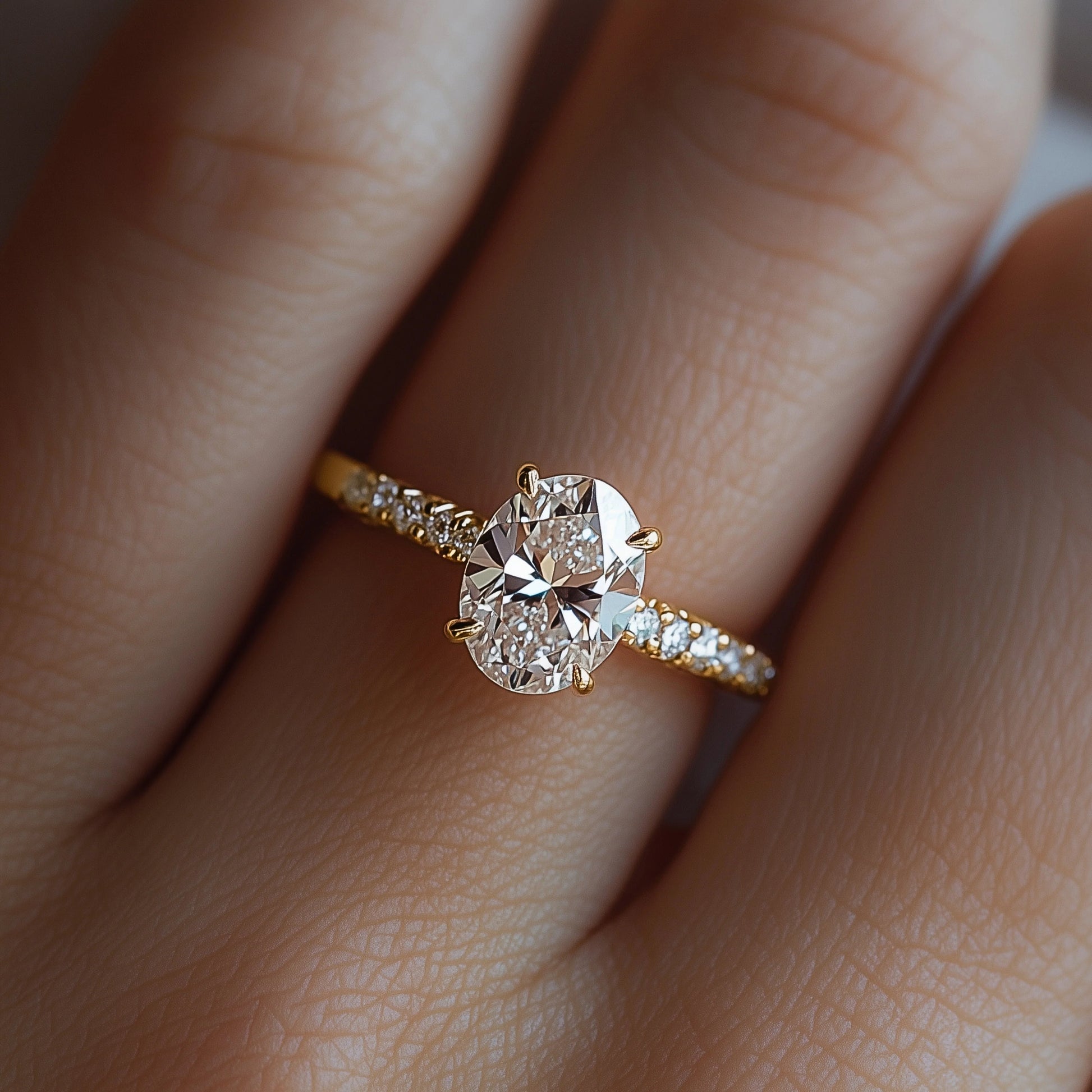 Ivory Blaze Oval Cut Moissanite Engagement Ring