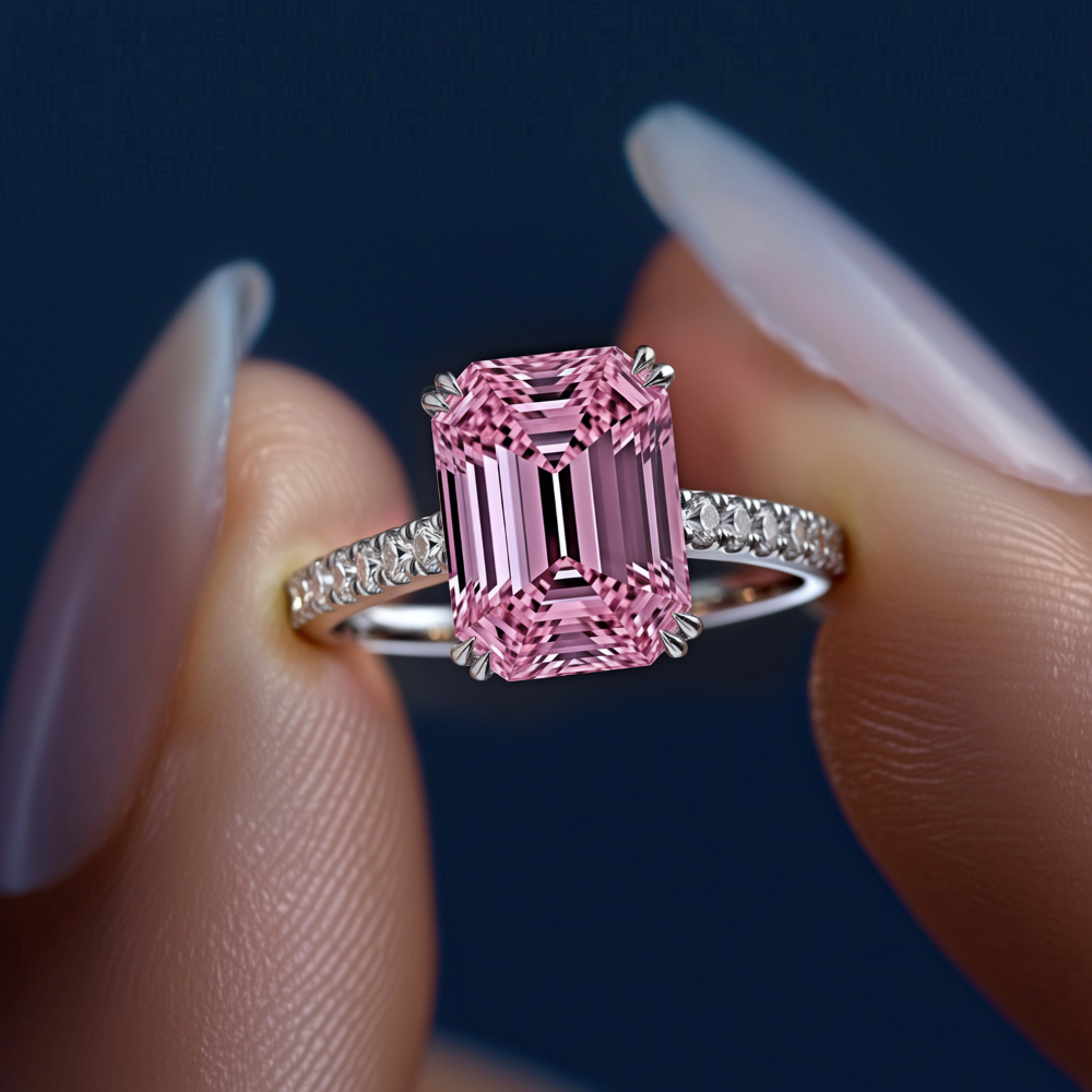 Elisa Smaragdschliff Luxuriöser rosa Edelsteinring