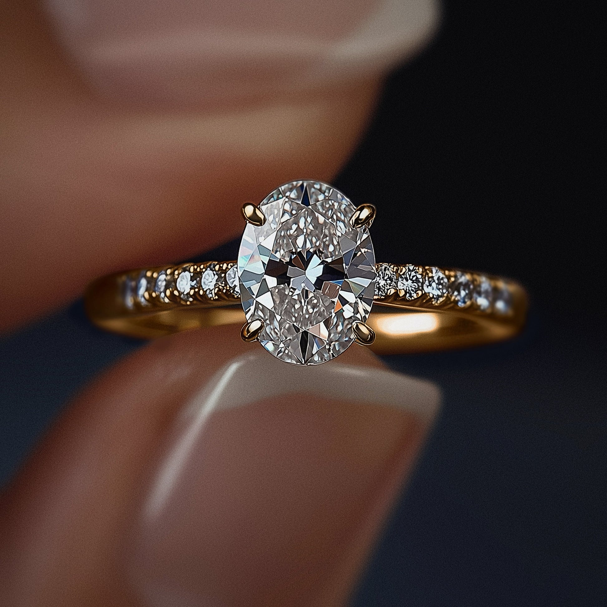 Ivory Blaze Oval Cut Moissanite Engagement Ring