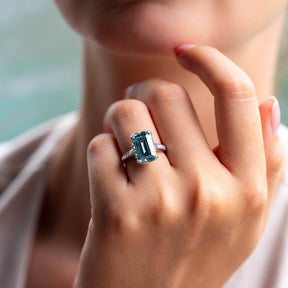 Azure Dream 5CT Emerald Cut Green Gemstone Ring