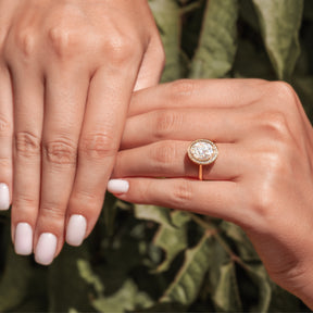 The Elizabeth 3CT Oval Cut Halo Moissanite Ring