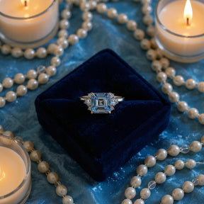 The Ulissa Asscher Cut Blue Gemstone Ring