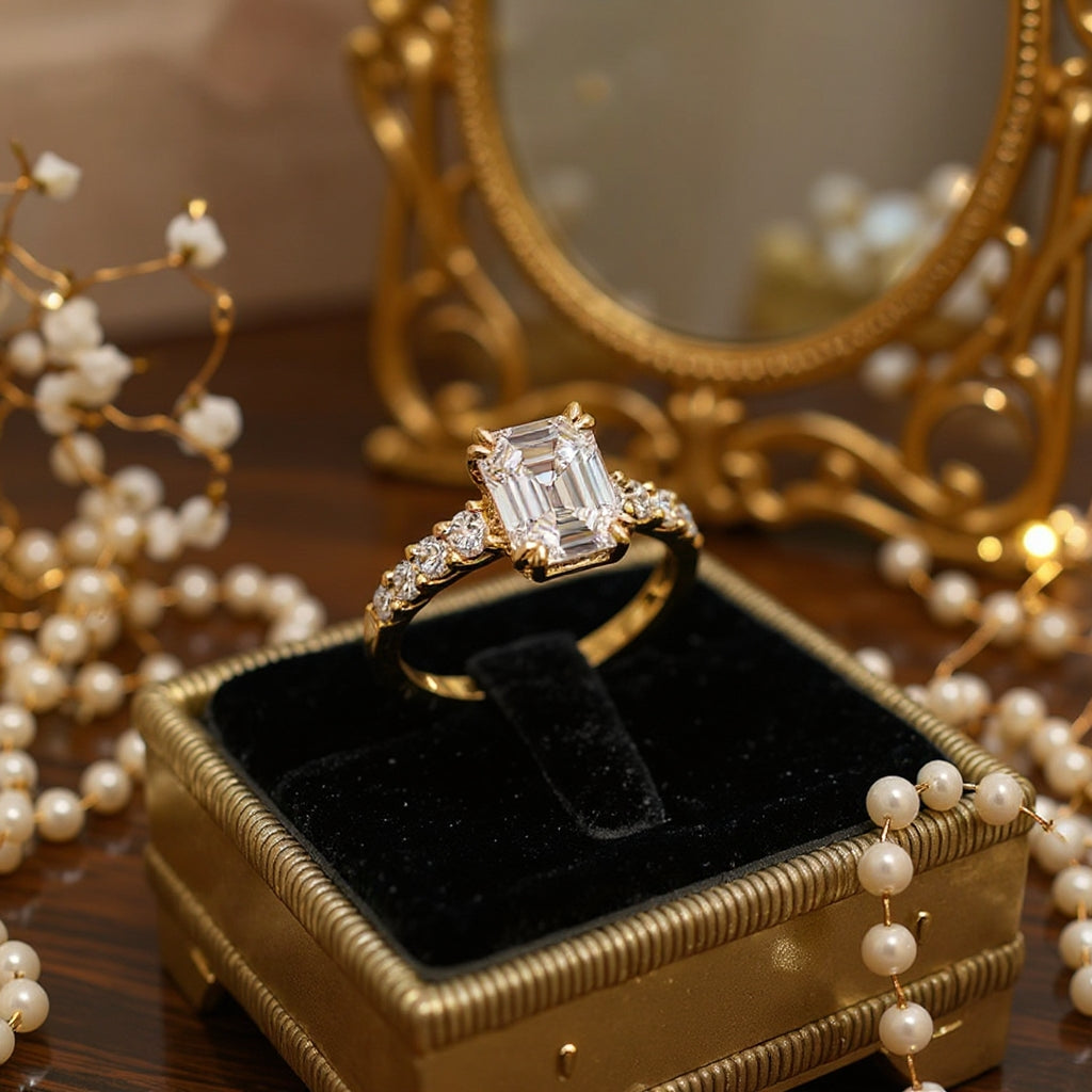 The Kiera Belle Emerald Cut Moissanite Ring