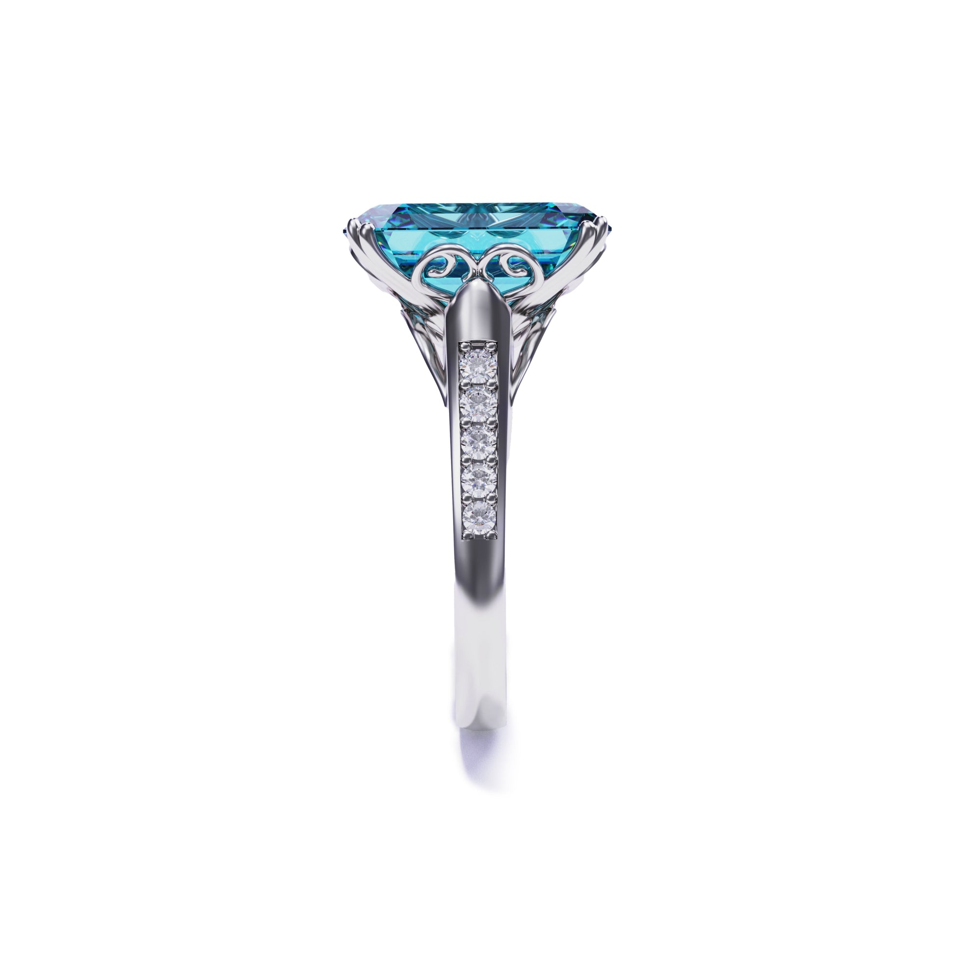 Aqua Dream Emerald-Cut Blue Gemstone Ring