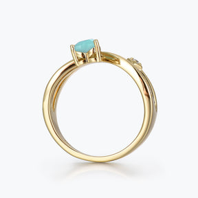 Dissoo® Heart Amazonite Multi-Row Crossover Engagement Ring in Gold Vermeil
