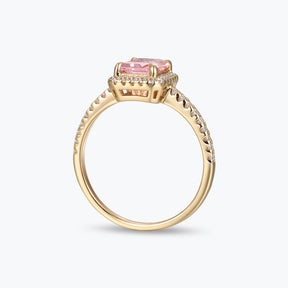 Dissoo® Gold Pink Halo Pavé Cocktail Engagement Ring