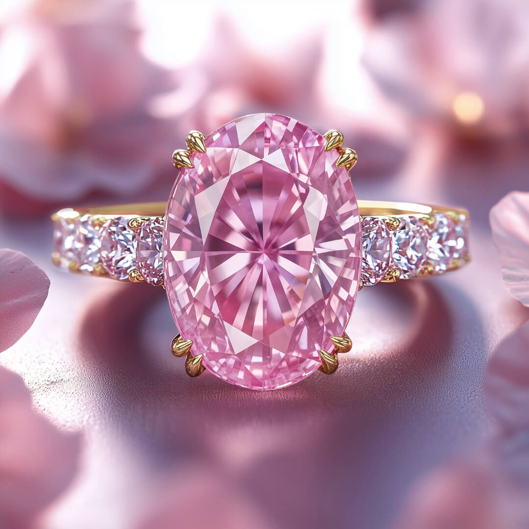 Camilla Ring mit ovalem rosa Edelstein
