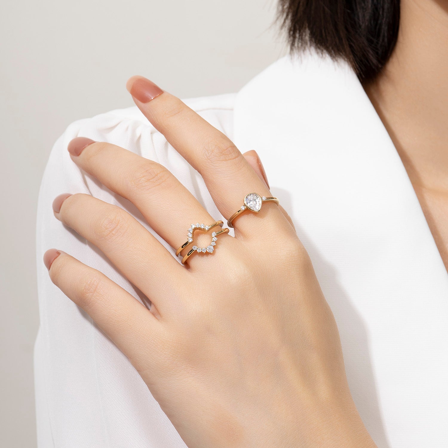 Vintage Pear Cut Moissanite Engagement Ring Set