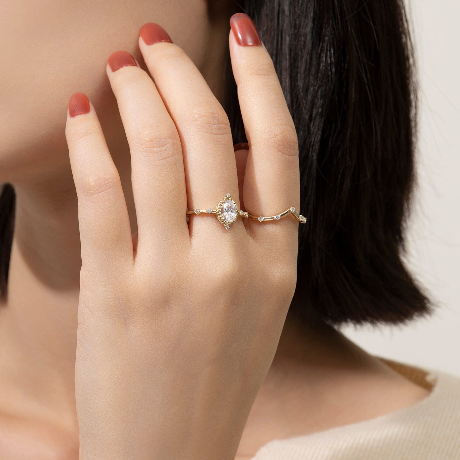 Dissoo® Gold Willow Twisted Rope Moissanit Brautset