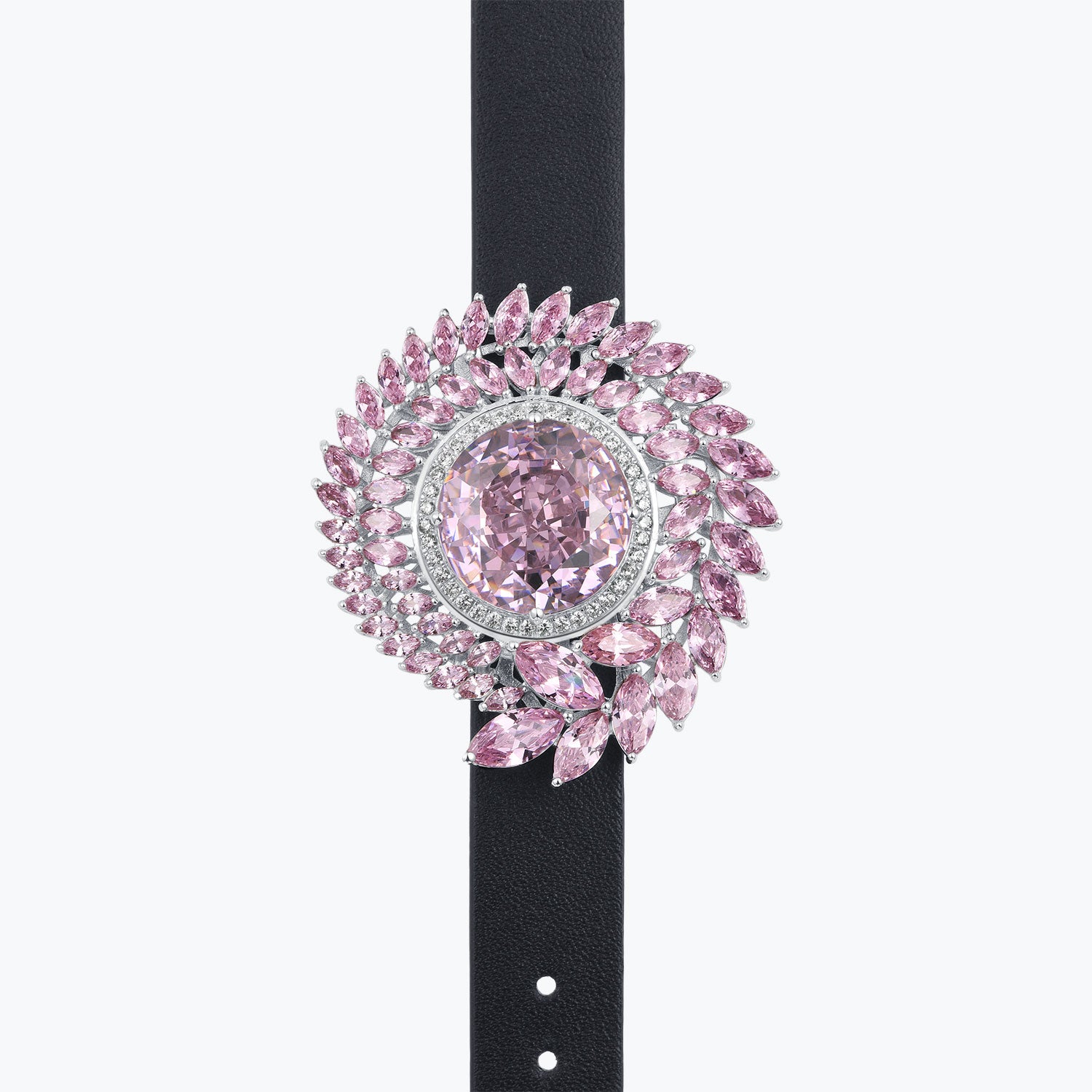 Dissoo® Pink Halo Olive Branch Brooch/Pin & Leather Bracelet