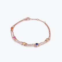 Dissoo® Rainbow Multicolor Birthstone Charm Bracelet(Sterling Silver, 14K Gold / Rose Gold Vermeil)