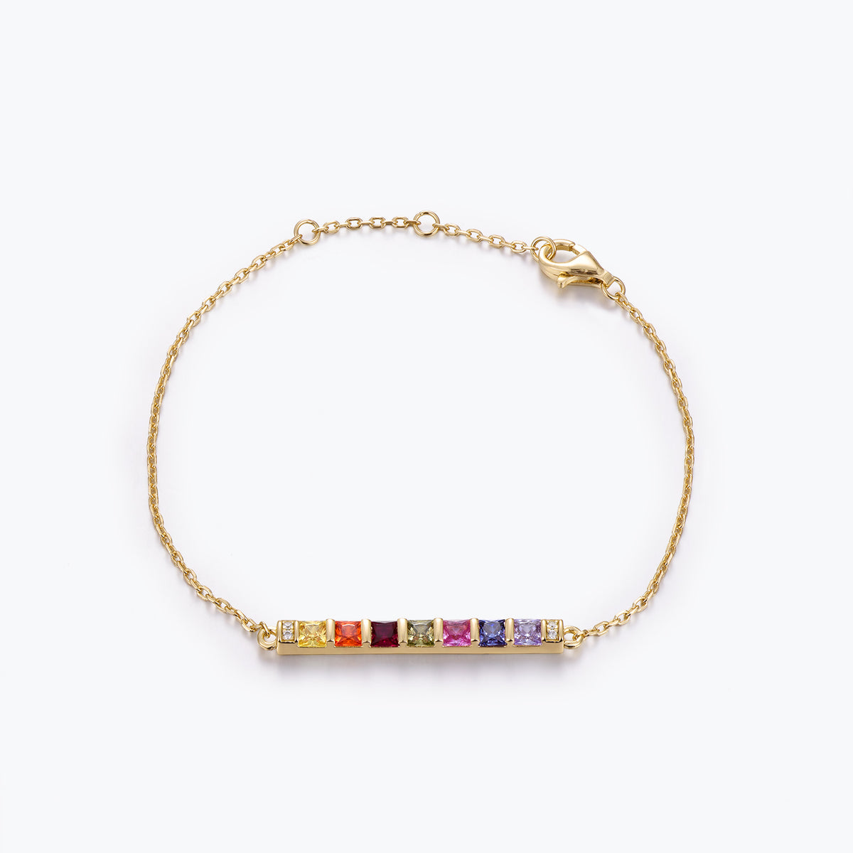 Dissoo® Multi-Gemstone Delicate Bar Bracelet in 14K Yellow/Rose Gold Vermeil,and Sterling Silver