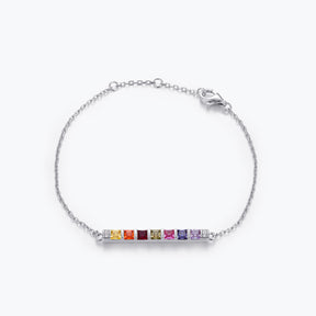 Dissoo® Multi-Gemstone Delicate Bar Bracelet in 14K Yellow/Rose Gold Vermeil,and Sterling Silver