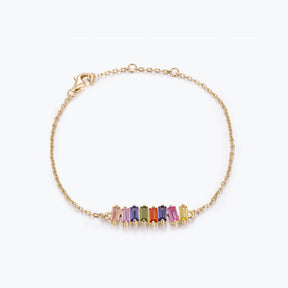 Dissoo® Baguette Rainbow Bracelet in 14K Yellow/Rose Gold Vermeil,and Sterling Silver