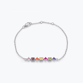 Dissoo® Rainbow Princess Bezel Bracelet in 14K Yellow/Rose Gold Vermeil,and Sterling Silver
