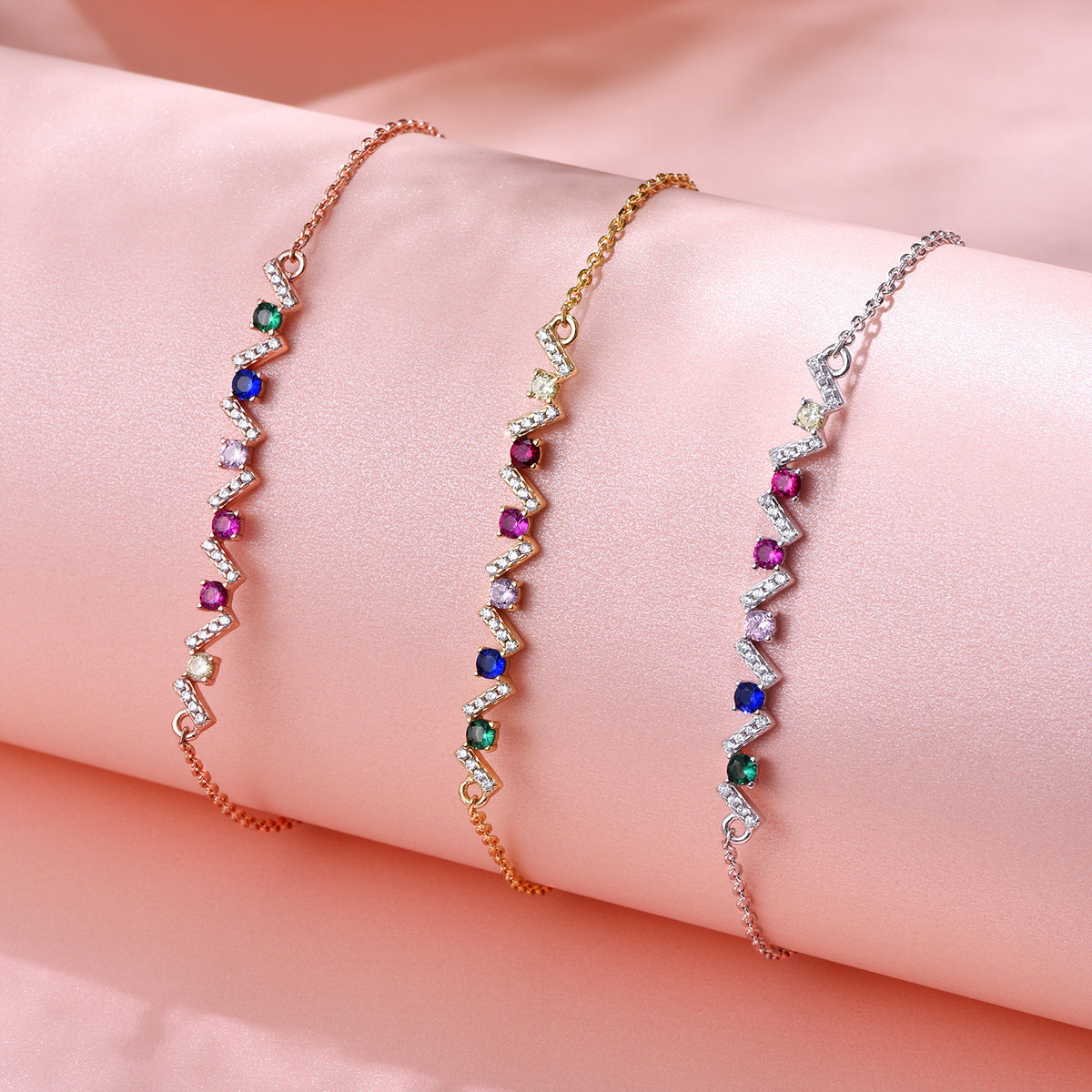 Dissoo® Rainbow Wave Bracelet in 14K Yellow/Rose Gold Vermeil,and Sterling Silver