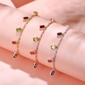 Dissoo® Emerald Cut Rainbow Bracelet in 14K Yellow/Rose Gold Vermeil,and Sterling Silver
