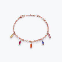 Dissoo® Rainbow Baguette Cut Bracelet in 14K Yellow/Rose Gold Vermeil,and Sterling Silver