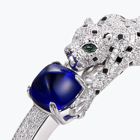 Dissoo® Vintage Panther Sterling Silver Bangle Bracelet (Ruby/Blue/Green)