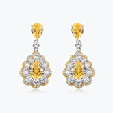 Dissoo® Yellow & White Pearl Floral Cluster Sterling Silver Chandelier Earring