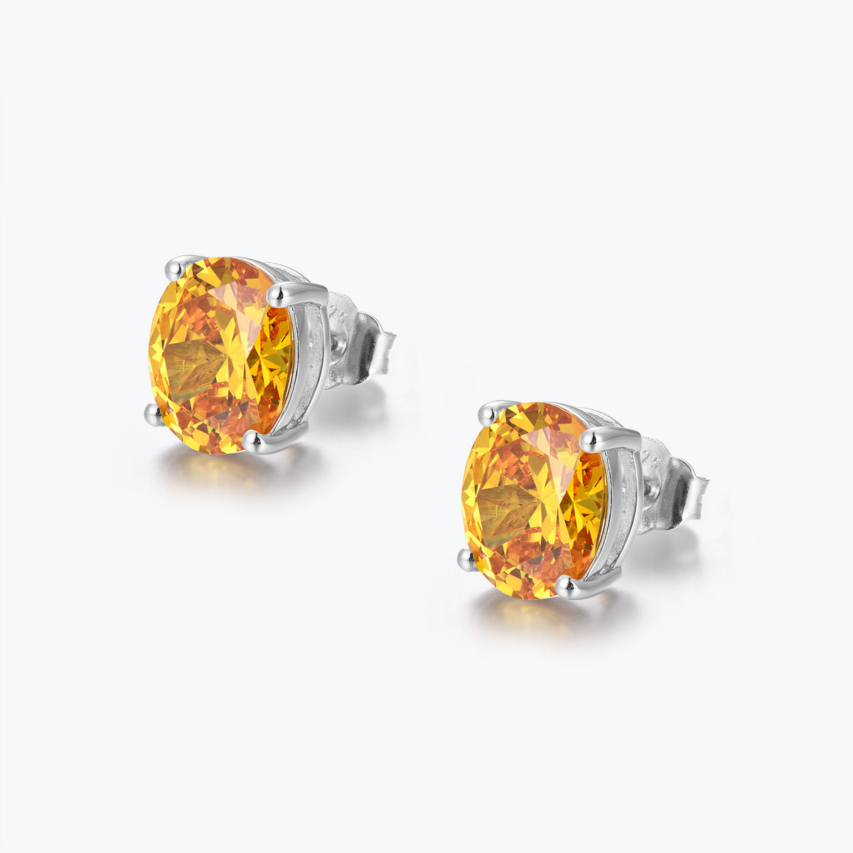 Dissoo® Citrine Yellow Oval Sterling Silver Stud Earring