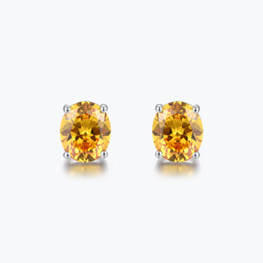 Dissoo® Citrine Yellow Oval Sterling Silver Stud Earring