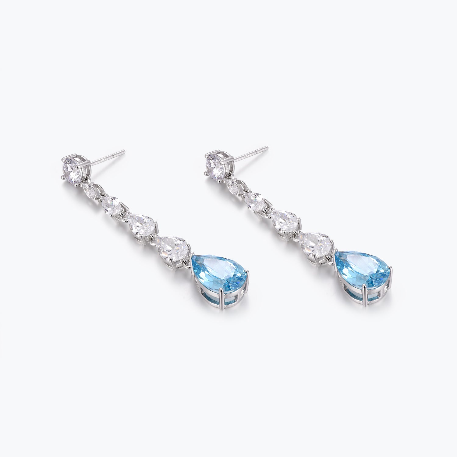 Dissoo® Aquamarine Teardrop Pear cut Sterling Silver Dangle Earring