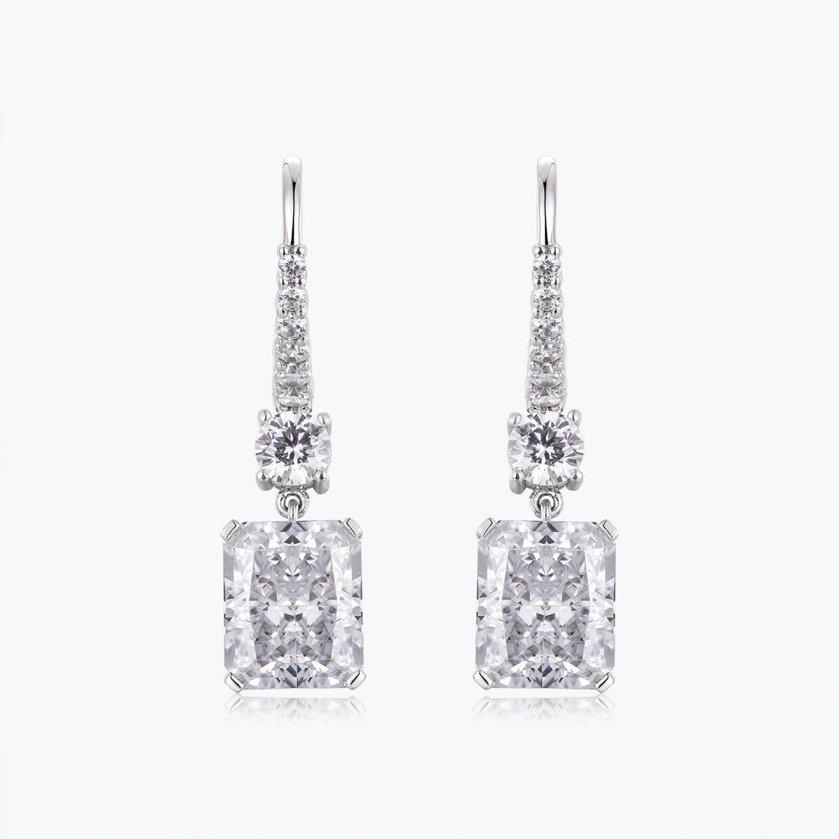 Dissoo® Lab-Created Diamond Radiant Cut Sterling Silver Wire Hook Earring